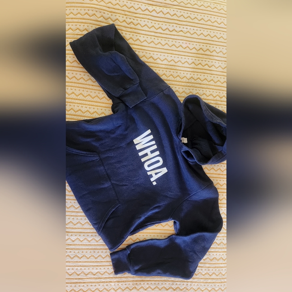 Girls Navy Blue Horse Hoodie 'WHOA', Size L